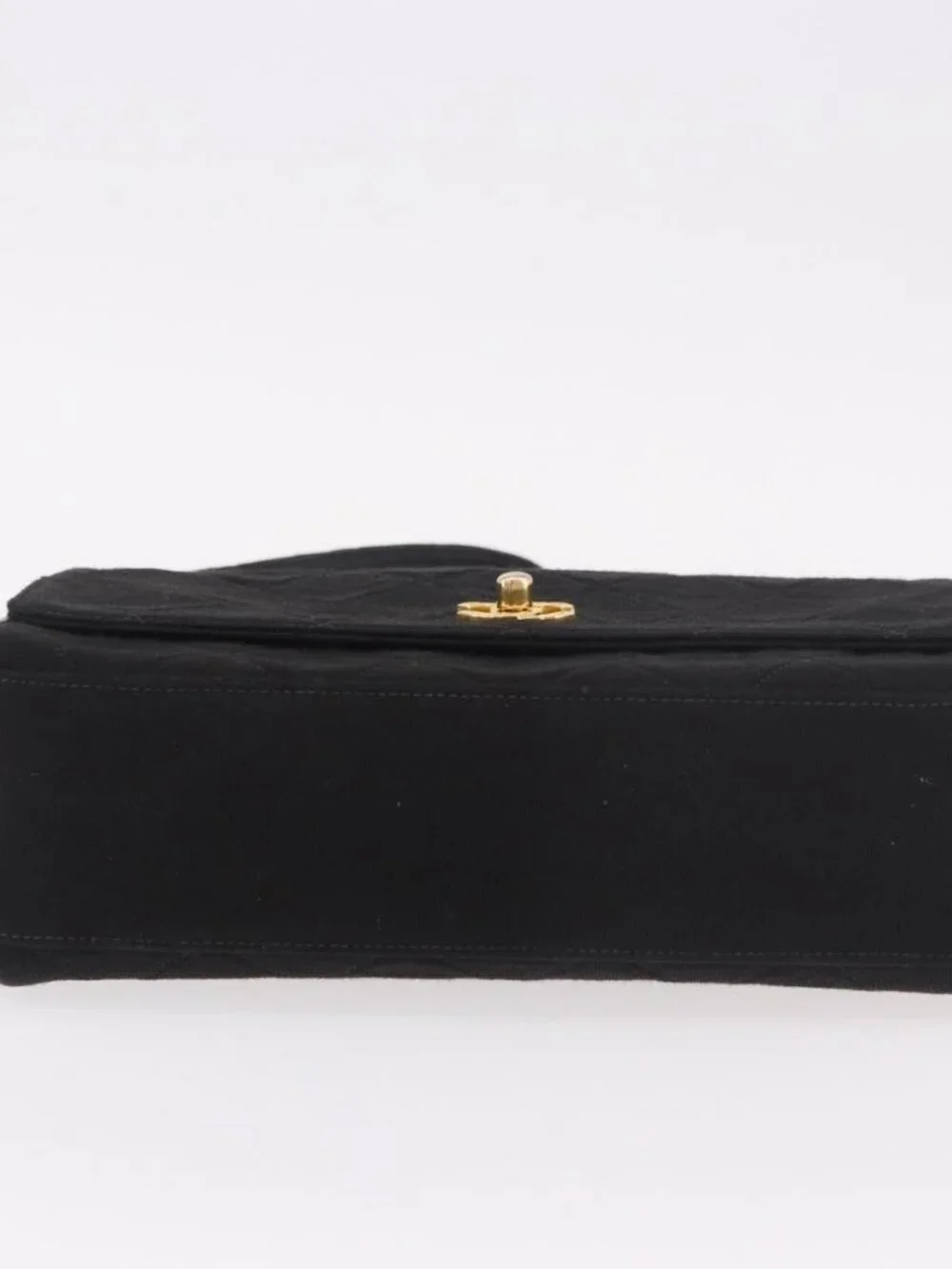 CHANEL Matelasse Shoulder Bag Cotton Black Gold CC Auth 186116V
